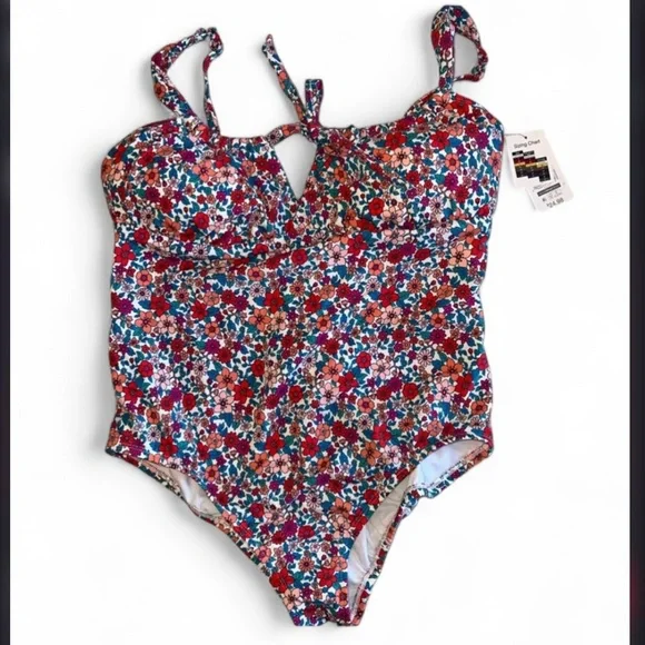New with tags Time and Tru floral one-piece swimsuit in size XL (16–18). - Picture 3 of 8